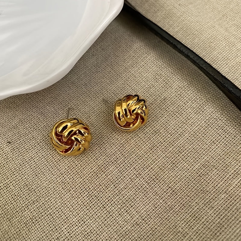 Twist Knotted Stud Earrings Pure Color Alloy Ear Jewelry Decorations For Women Daily Wear