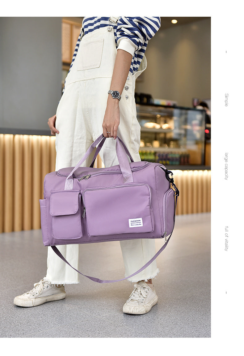 Unisex Large Capacity Travel Bag Luggage Nylon Sports Gym Tote Bags for Women Weekender Overnight Duffle Bag with Shoe Compartment
