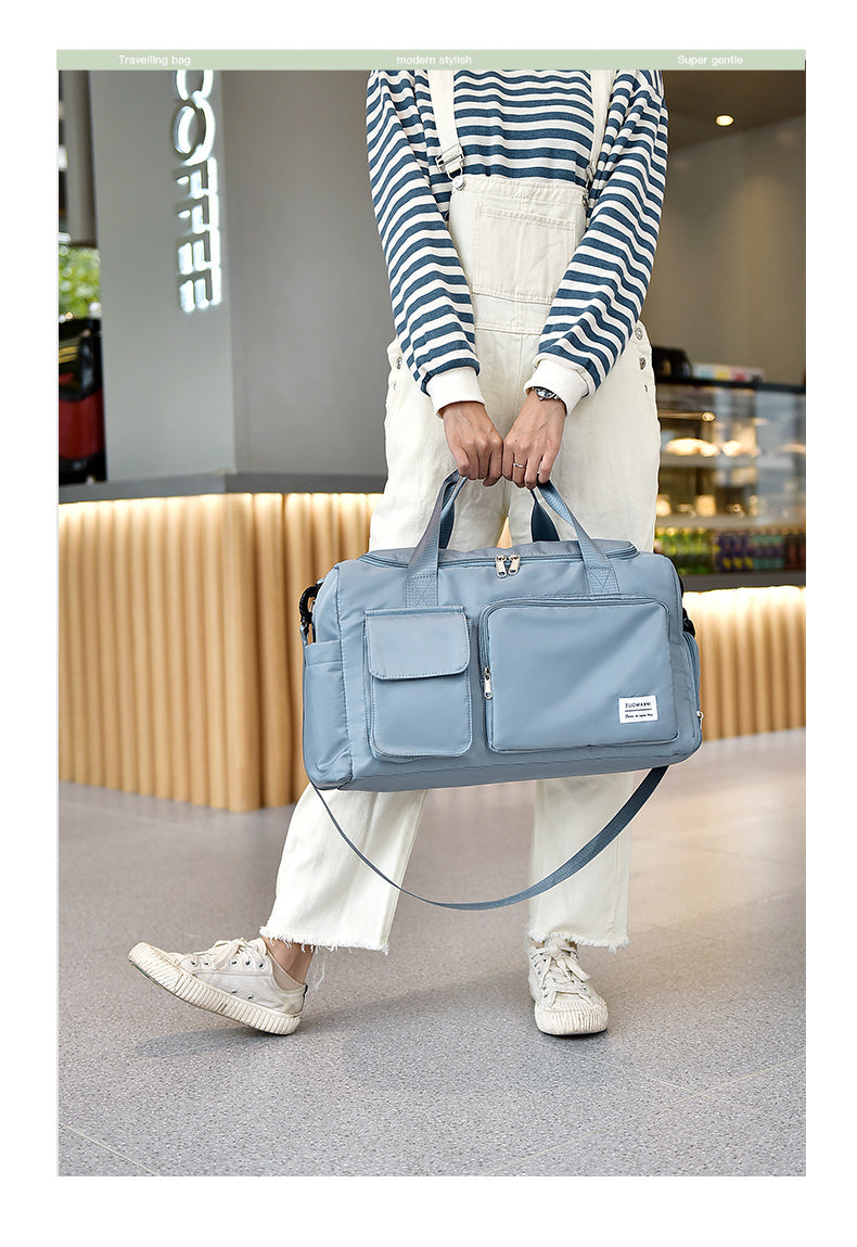Unisex Large Capacity Travel Bag Luggage Nylon Sports Gym Tote Bags for Women Weekender Overnight Duffle Bag with Shoe Compartment
