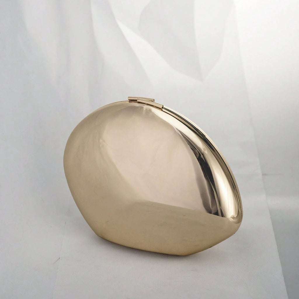 Shell Shape Mirrored Design Clutch Bag Gold Silver Women Evening Party Bag Cute Shiny Metal Shoulder Crossbody Bags Small Purse