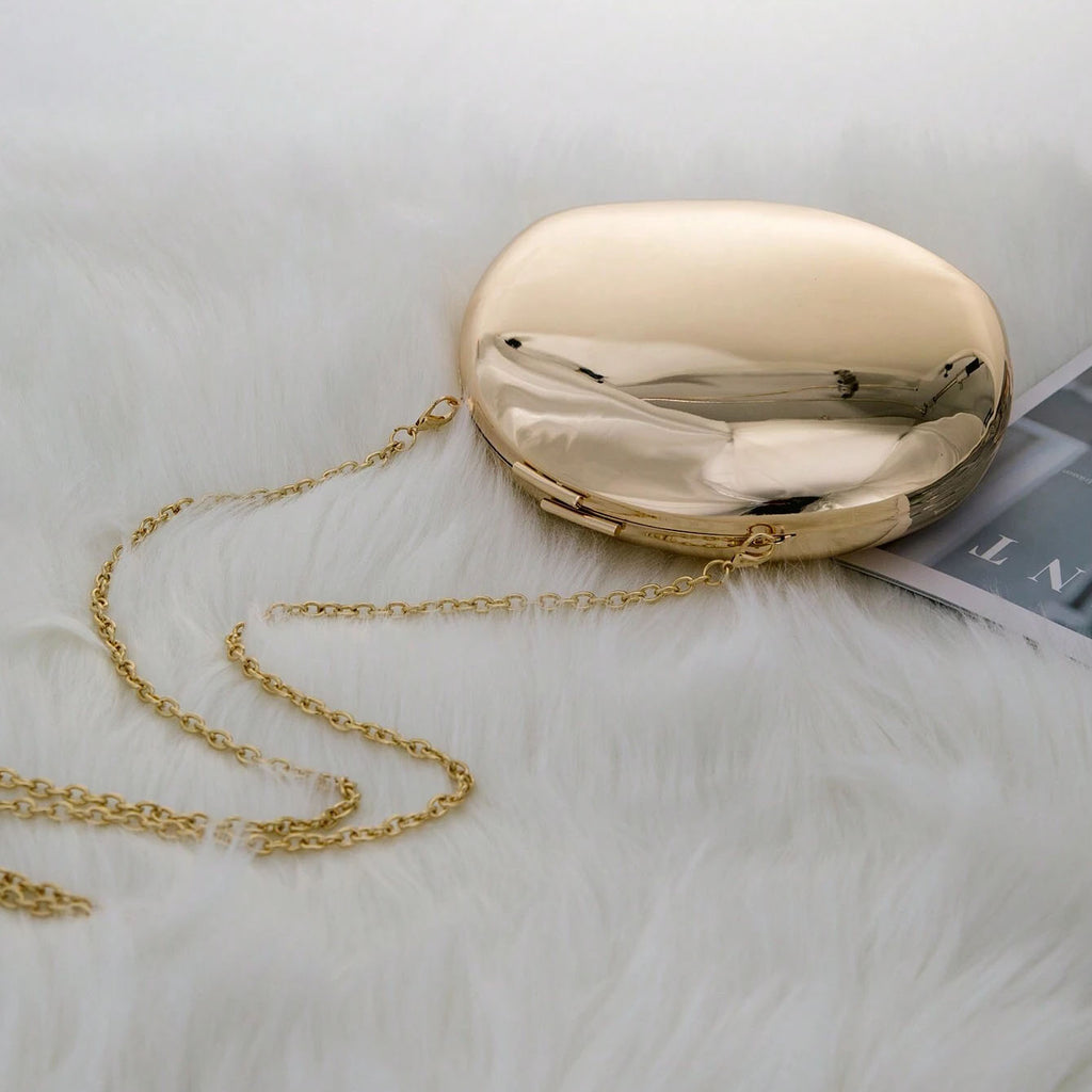 Shell Shape Mirrored Design Clutch Bag Gold Silver Women Evening Party Bag Cute Shiny Metal Shoulder Crossbody Bags Small Purse