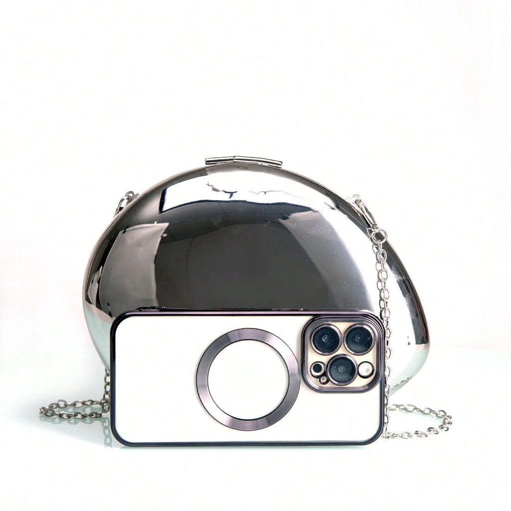 Shell Shape Mirrored Design Clutch Bag Gold Silver Women Evening Party Bag Cute Shiny Metal Shoulder Crossbody Bags Small Purse