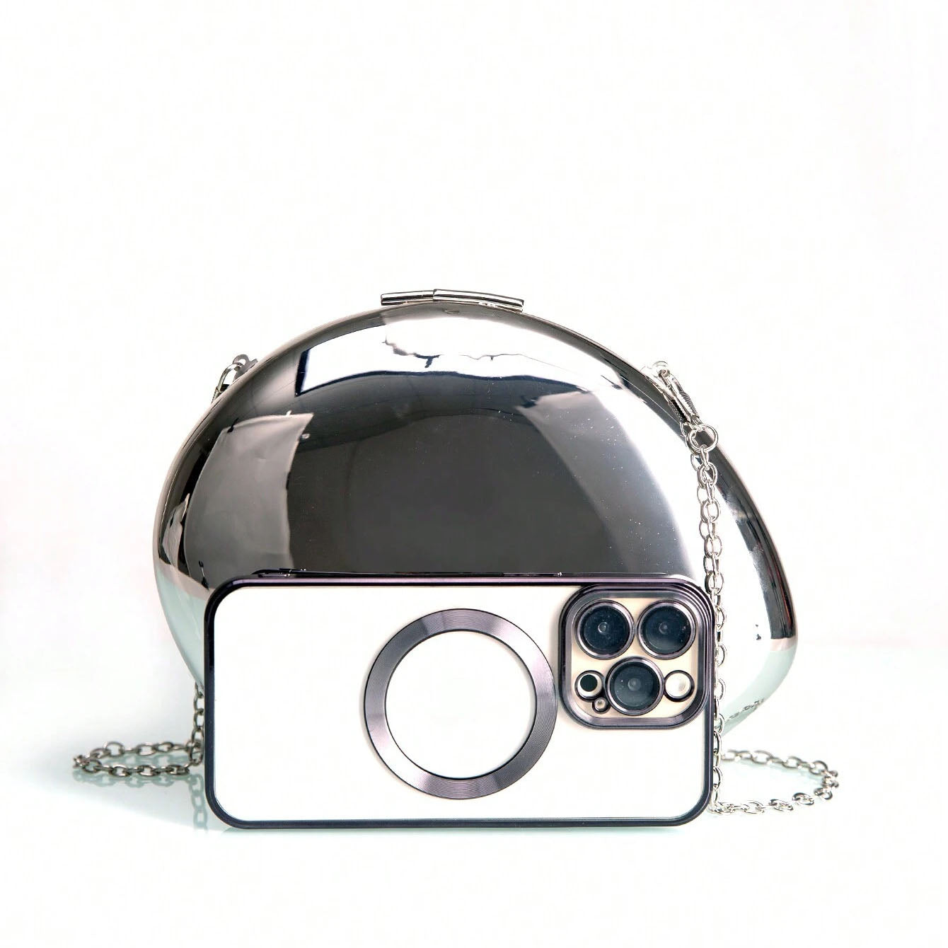 Shell Shape Mirrored Design Clutch Bag Gold Silver Women Evening Party Bag Cute Shiny Metal Shoulder Crossbody Bags Small Purse