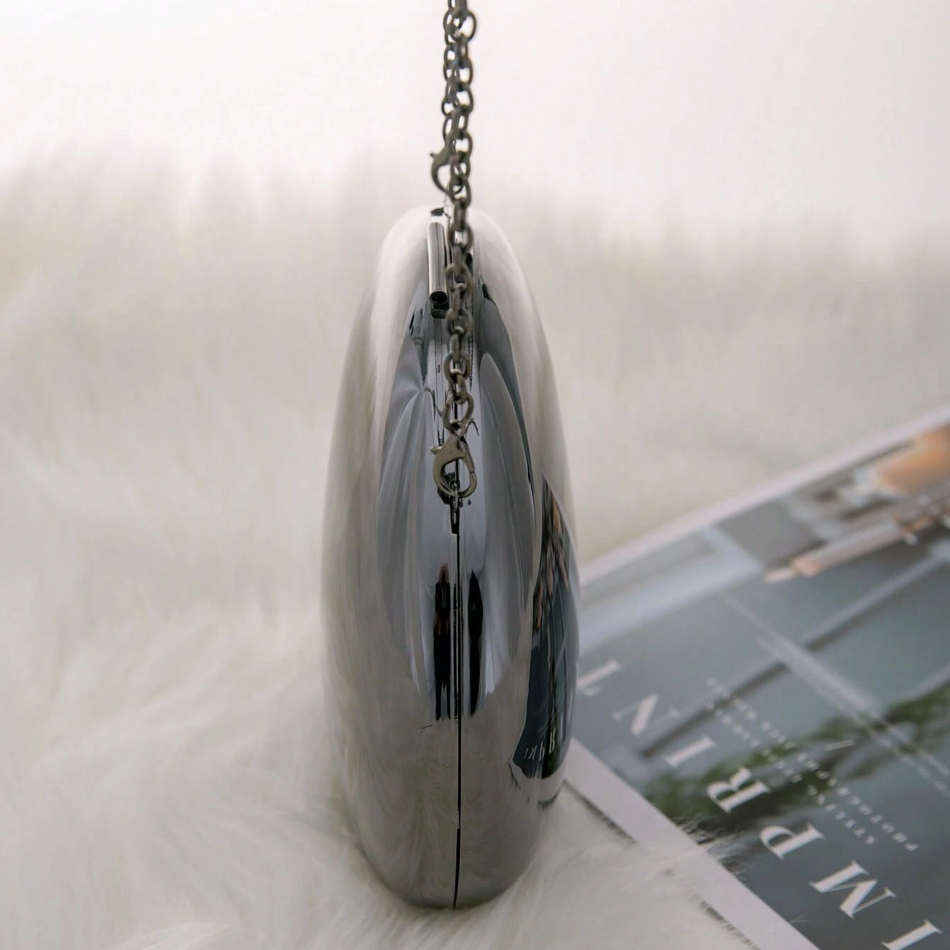 Shell Shape Mirrored Design Clutch Bag Gold Silver Women Evening Party Bag Cute Shiny Metal Shoulder Crossbody Bags Small Purse