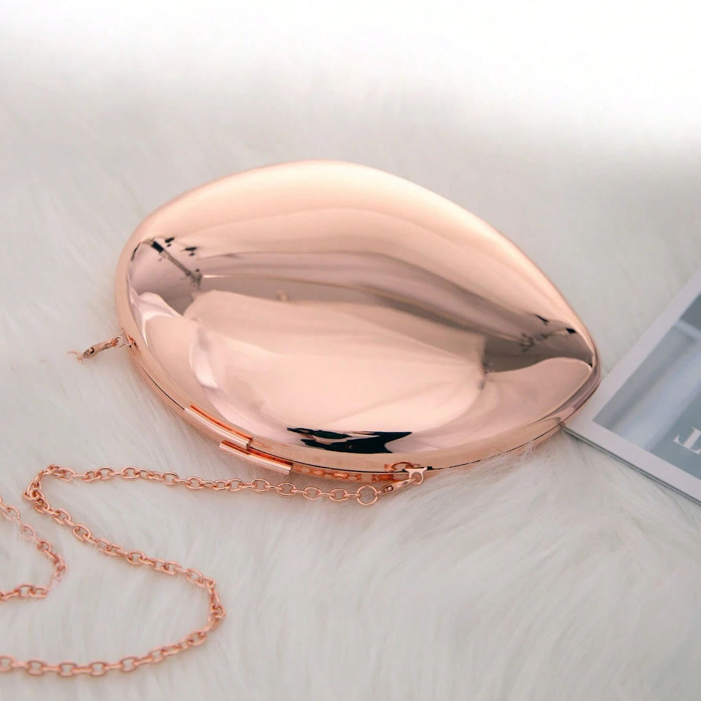 Shell Shape Mirrored Design Clutch Bag Gold Silver Women Evening Party Bag Cute Shiny Metal Shoulder Crossbody Bags Small Purse