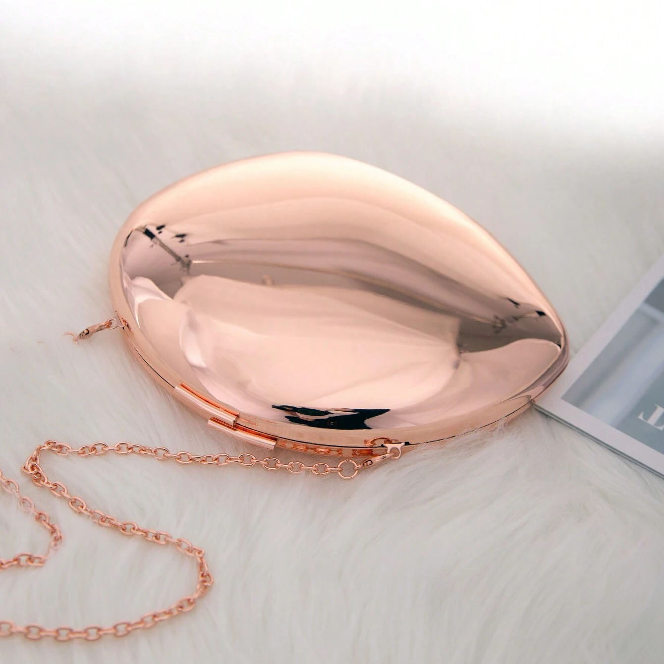 Shell Shape Mirrored Design Clutch Bag Gold Silver Women Evening Party Bag Cute Shiny Metal Shoulder Crossbody Bags Small Purse