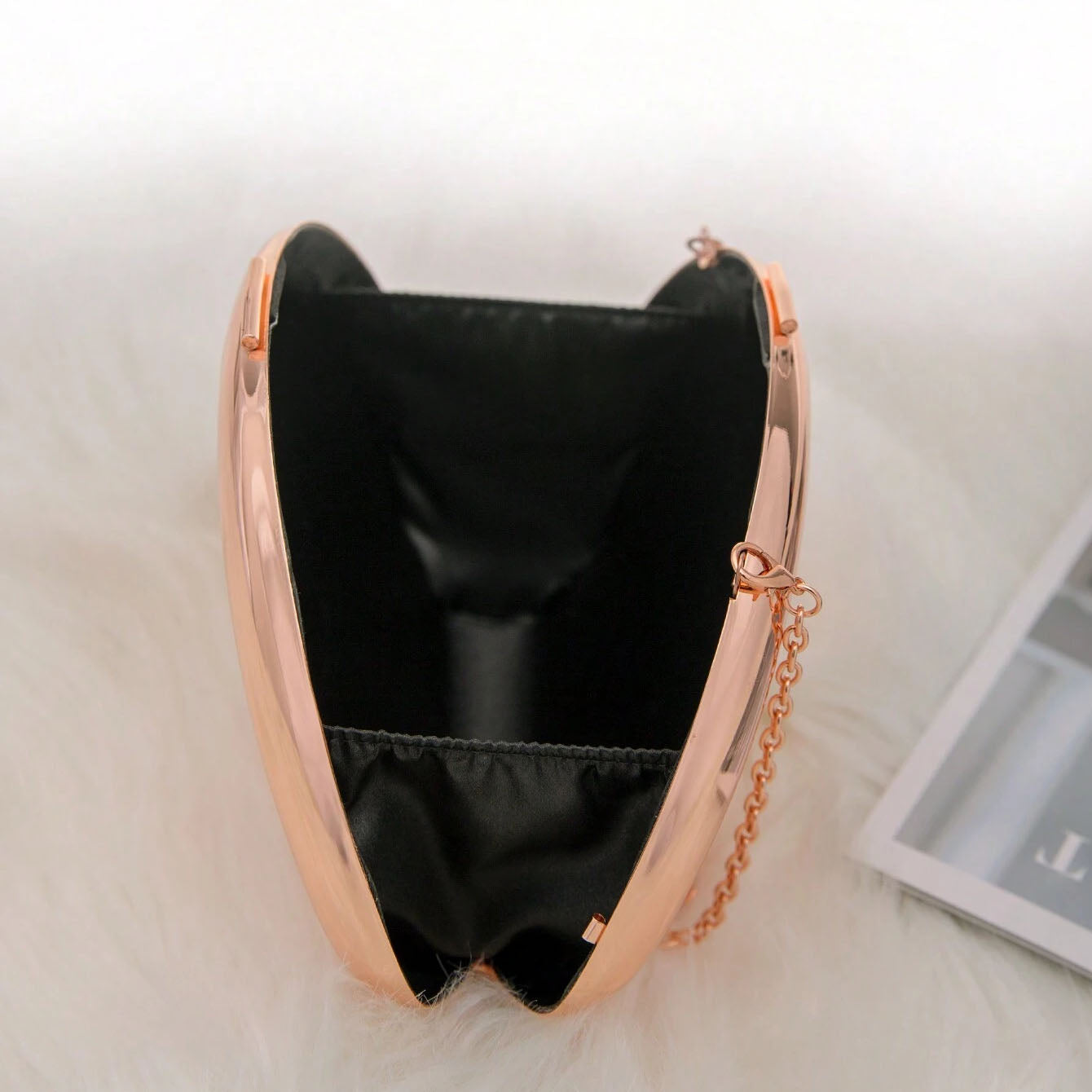 Shell Shape Mirrored Design Clutch Bag Gold Silver Women Evening Party Bag Cute Shiny Metal Shoulder Crossbody Bags Small Purse