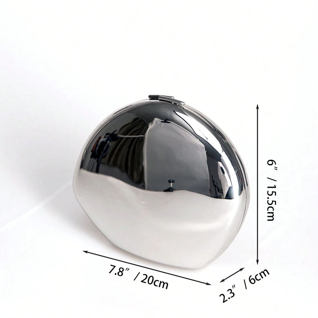 Shell Shape Mirrored Design Clutch Bag Gold Silver Women Evening Party Bag Cute Shiny Metal Shoulder Crossbody Bags Small Purse