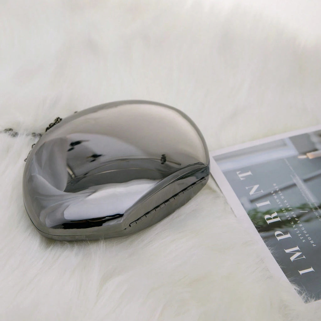 Shell Shape Mirrored Design Clutch Bag Gold Silver Women Evening Party Bag Cute Shiny Metal Shoulder Crossbody Bags Small Purse