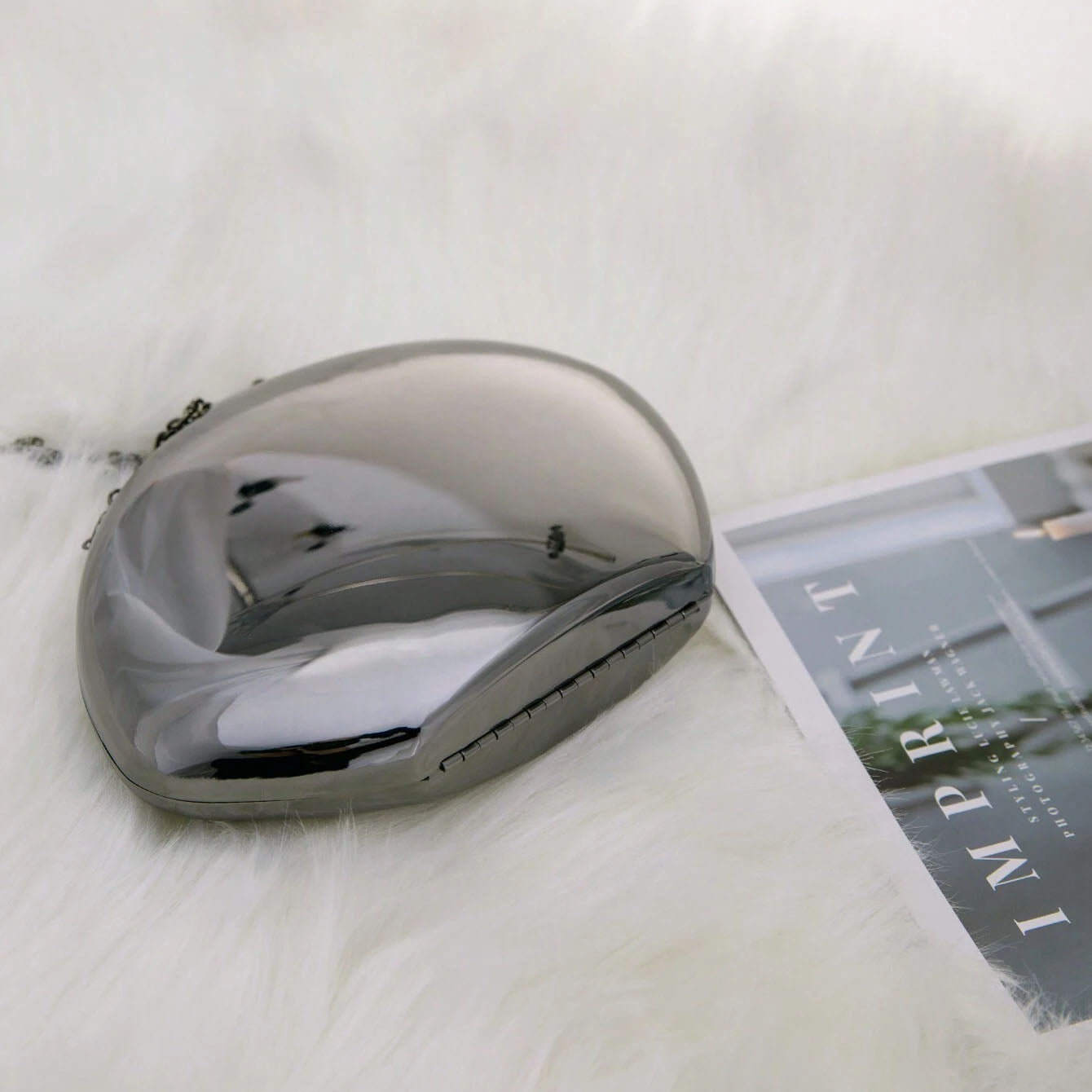 Shell Shape Mirrored Design Clutch Bag Gold Silver Women Evening Party Bag Cute Shiny Metal Shoulder Crossbody Bags Small Purse