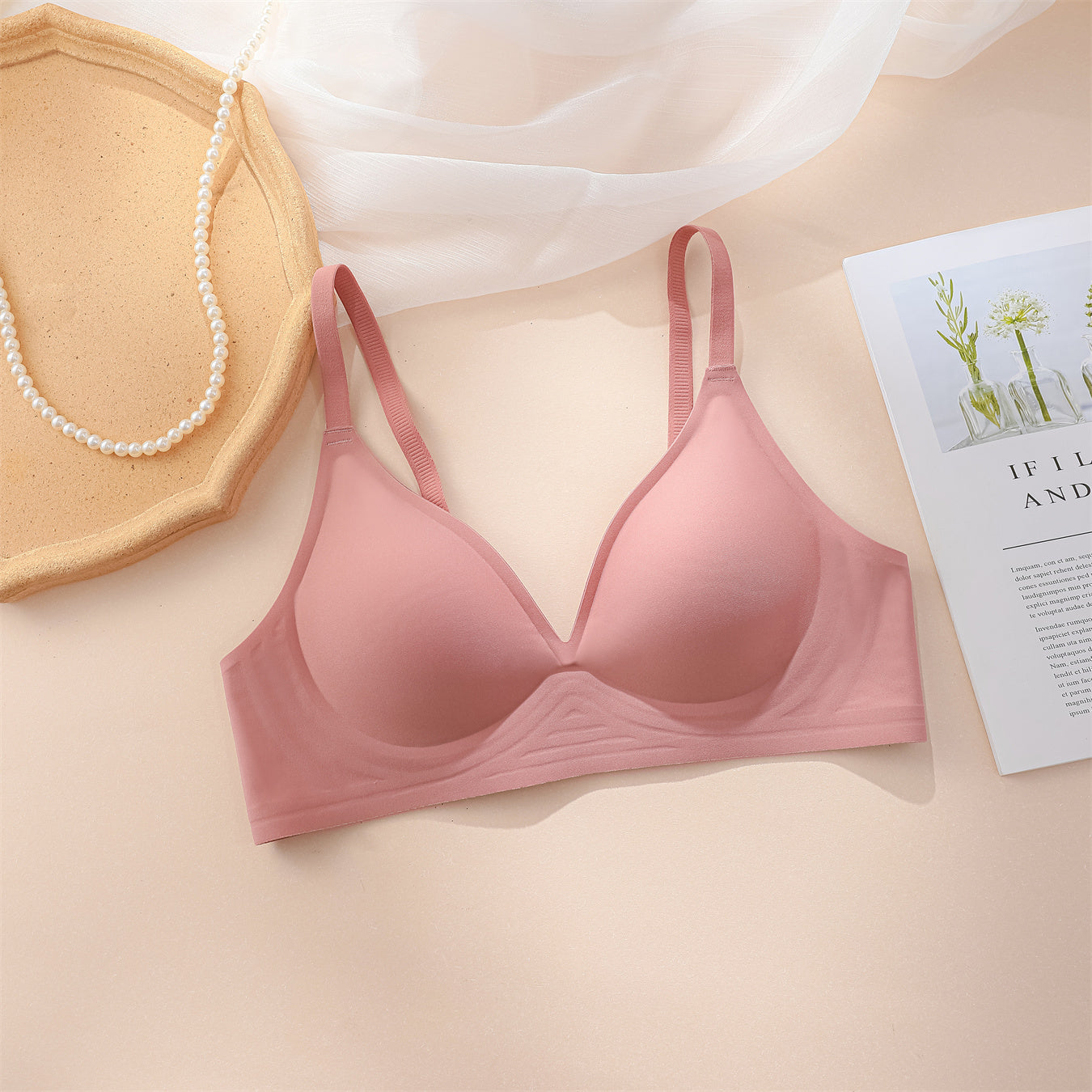 Simple Solid Wireless Bra, Comfy & Breathable Stretch Intimates Bra, Women's Lingerie & Underwear
