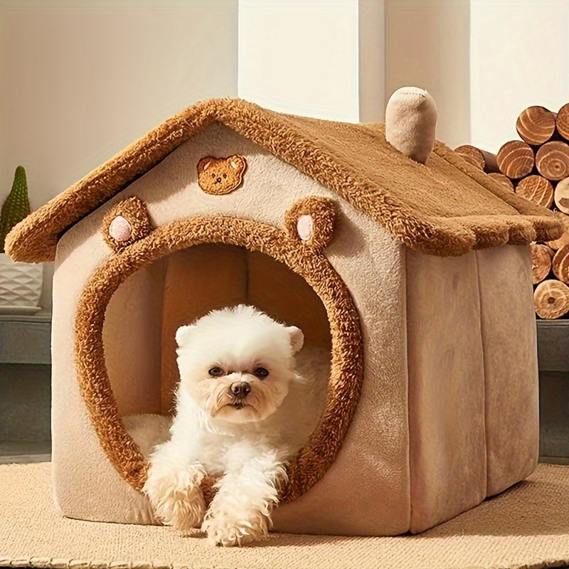 Cozy Pet Cottage - Detachable, Washable, Closed House Design for Cats and Dogs - Perfect for Four Seasons, Easy Cleaning, and Comfortable Living