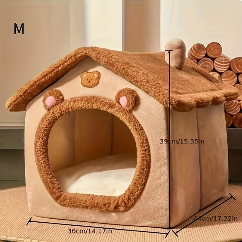 Cozy Pet Cottage - Detachable, Washable, Closed House Design for Cats and Dogs - Perfect for Four Seasons, Easy Cleaning, and Comfortable Living