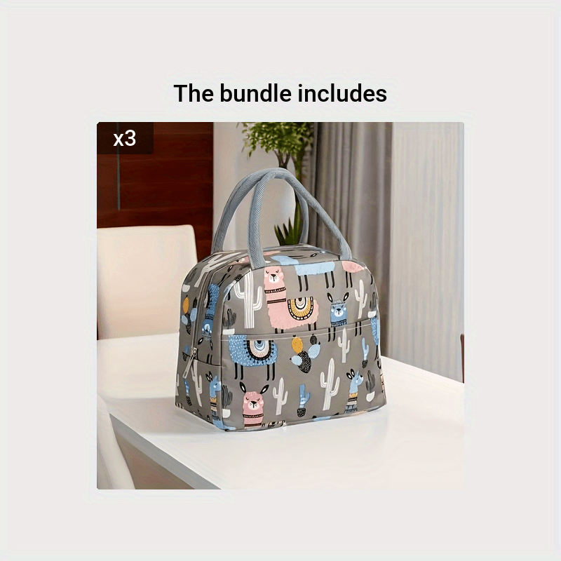 Grey/Green Thermal Insulated Lunch Box Bag with Cactus & Desert Print - Cute Cacti Design Lunch Tote, Picnic - PS Material Lunch Pack & s, Unisex Insulated Lunch Carrier, Lunch Bag For Women, Lunch Box For Women, Small Lunch