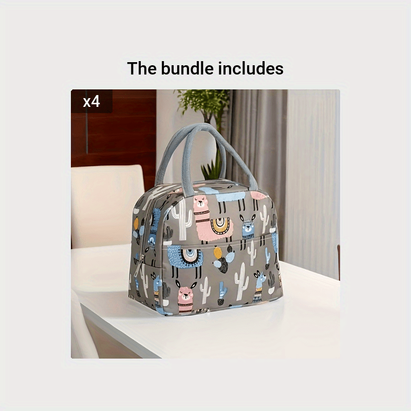 Grey/Green Thermal Insulated Lunch Box Bag with Cactus & Desert Print - Cute Cacti Design Lunch Tote, Picnic - PS Material Lunch Pack & s, Unisex Insulated Lunch Carrier, Lunch Bag For Women, Lunch Box For Women, Small Lunch