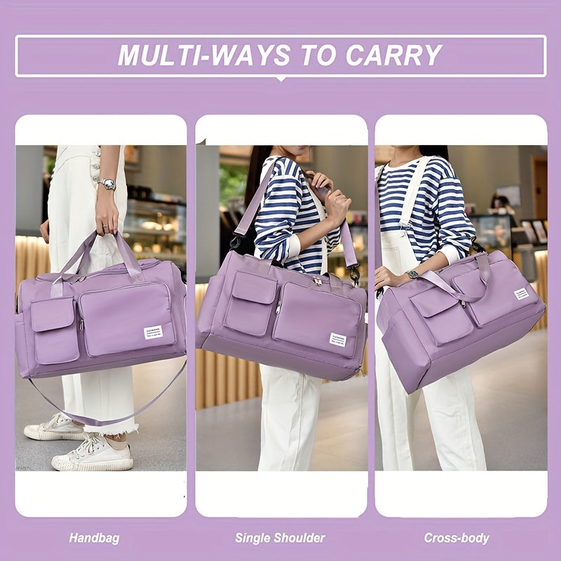 Unisex Large Capacity Travel Bag Luggage Nylon Sports Gym Tote Bags for Women Weekender Overnight Duffle Bag with Shoe Compartment