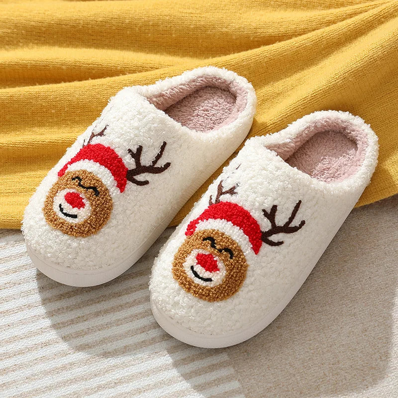 Factory Price Christmas slippers Gifts Wholesale Cute Deer Women's High-quality slippers Winter Indoor Warm Soft Female Slippers