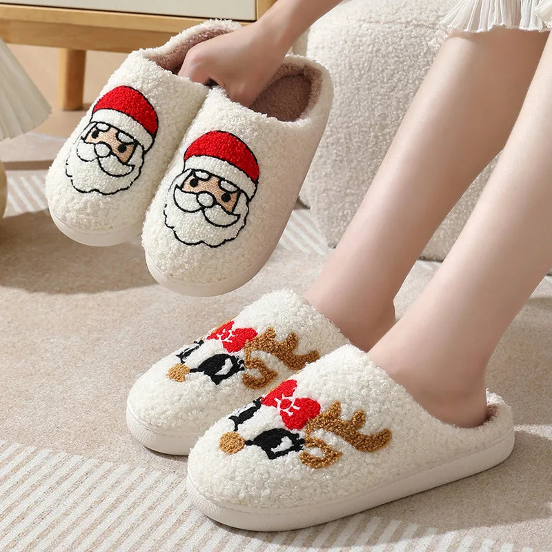 Factory Price Christmas slippers Gifts Wholesale Cute Deer Women's High-quality slippers Winter Indoor Warm Soft Female Slippers