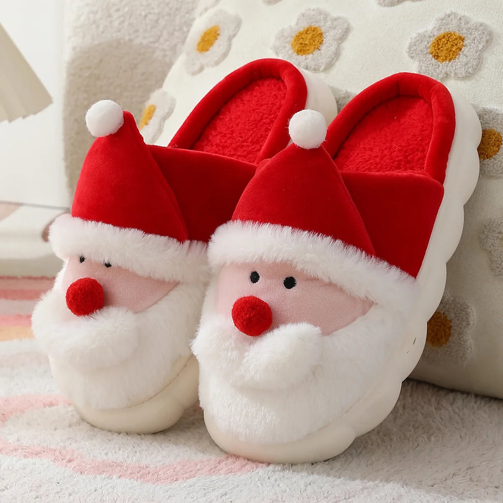 Christmas Shoes Indoor Autumn Winter Cotton for Slippers for Men and Women Warm Santa Claus Design by Maomao for Home Use