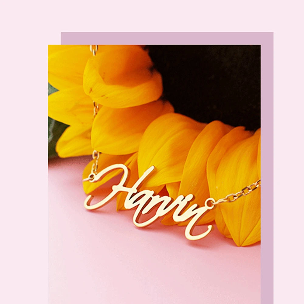 QIUHAN OEM Love Heart Personalized Jewelry for Women Custom Initial Name Necklace