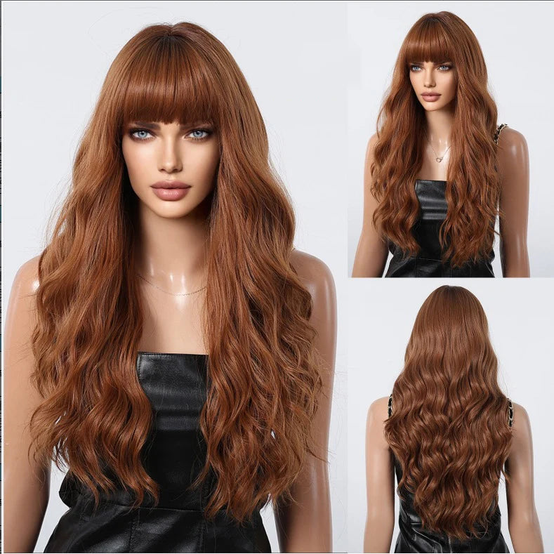 European and American Cosplay Festival Fringe Dragon Fruit Color White Big Waves Long Curly Hair No Lace Wig