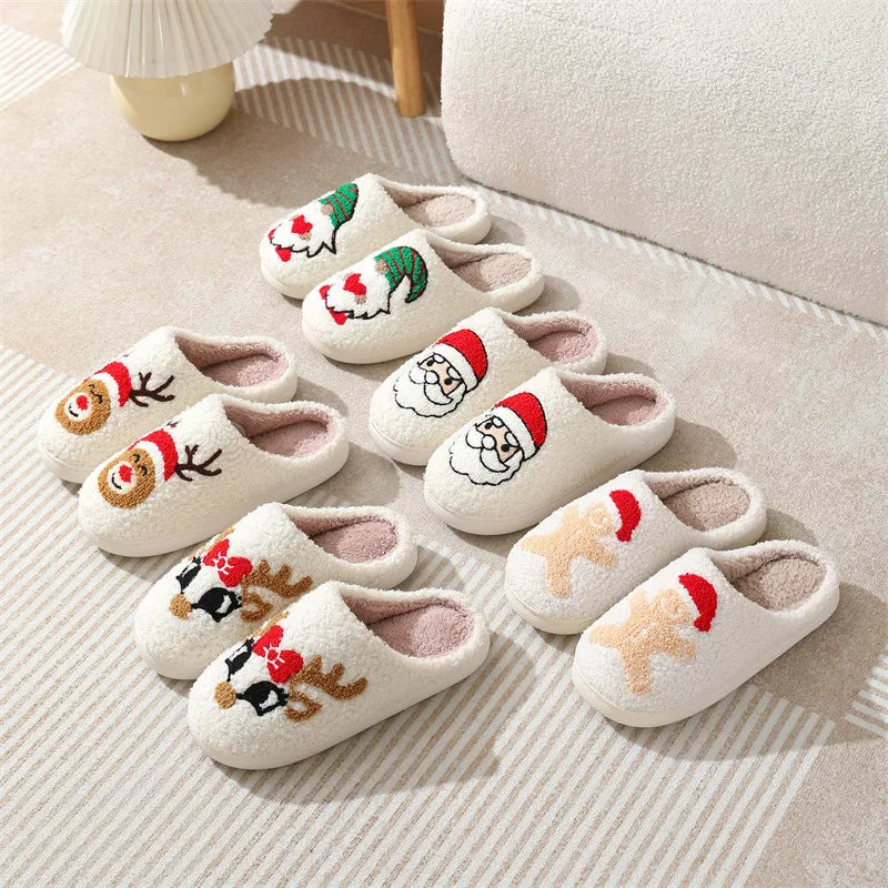 Factory Price Christmas slippers Gifts Wholesale Cute Deer Women's High-quality slippers Winter Indoor Warm Soft Female Slippers