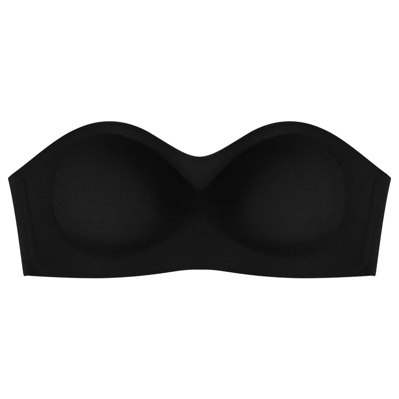 Hot Sale Nude Ladies Comfortable Bandeau Adhesive Bra Strapless Sticky Push up Lift Bustier Padded Seamless Bras for Women