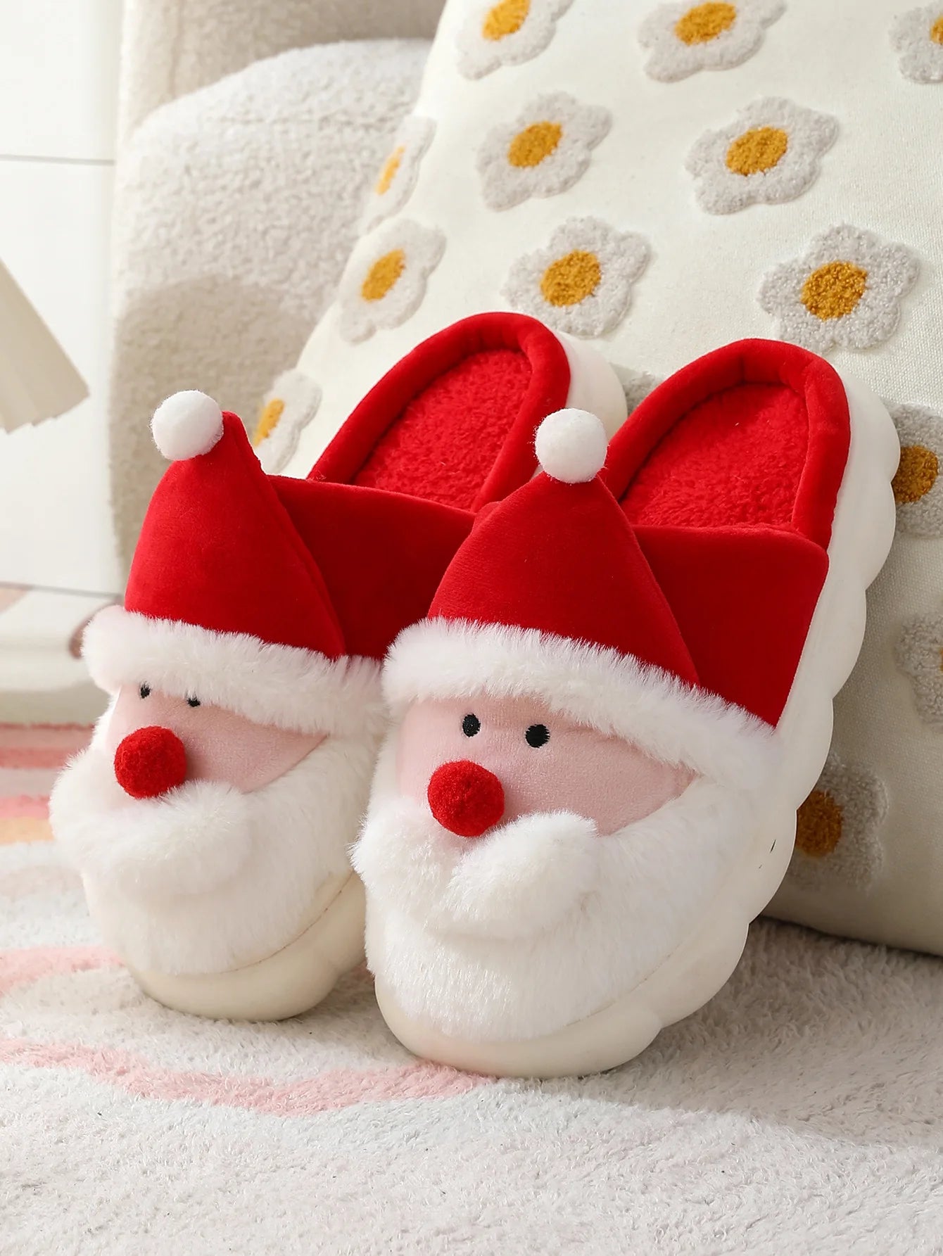 Christmas Shoes Indoor Autumn Winter Cotton for Slippers for Men and Women Warm Santa Claus Design by Maomao for Home Use