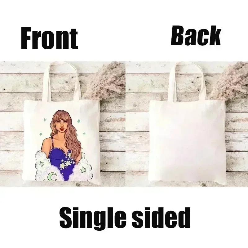 26 Letters Flower Tote Bag for Women Eco Reusable Shoulder BagsLarge Capacity Canvas Casual Harajuku Shopping Shopper Handbag