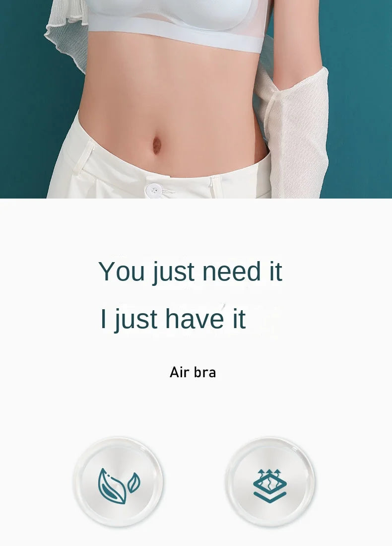 Ultra Thin Ice Silk Seamless Underwear Women Plus Size Sexy Top Soft Breathable Wireless Solid Lingerie Gathered Padded Bra