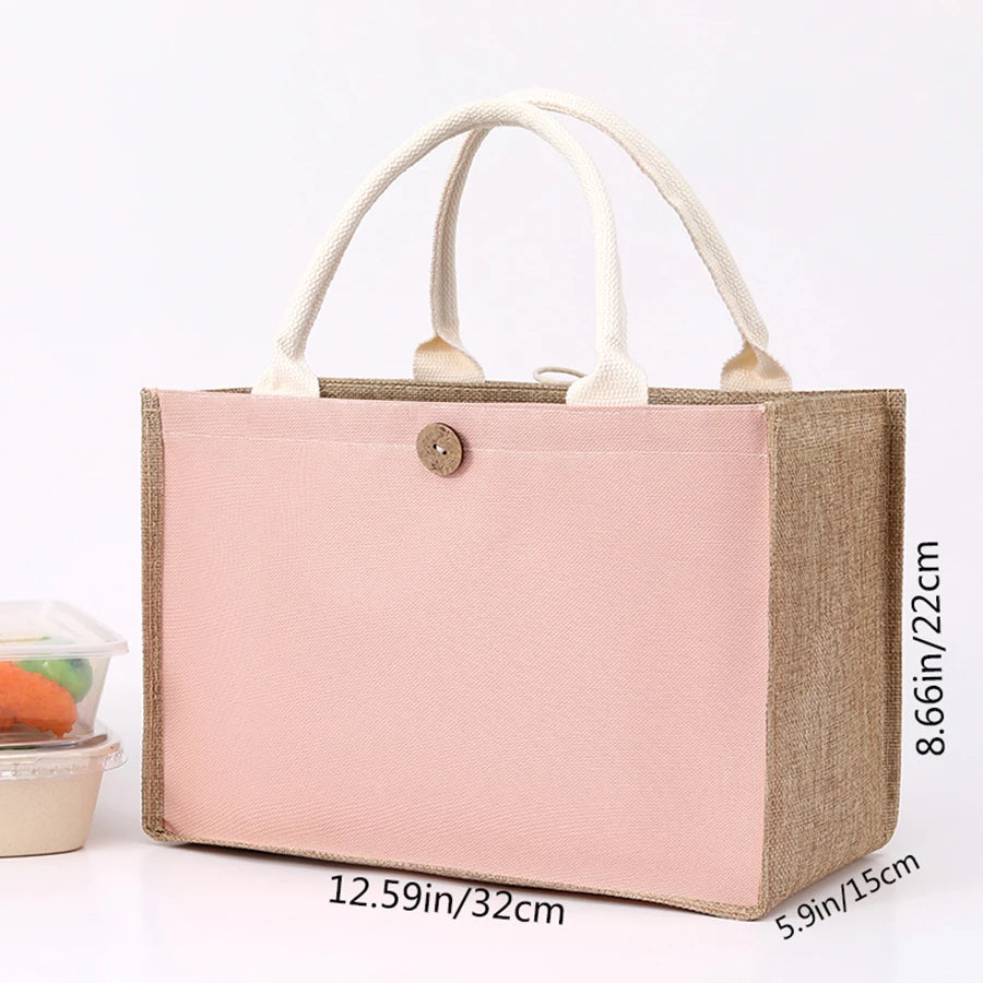 Laminating blank canvas bag DIY painting hand carry faux burlap bag solid color large capacity ladies handheld shopping bag