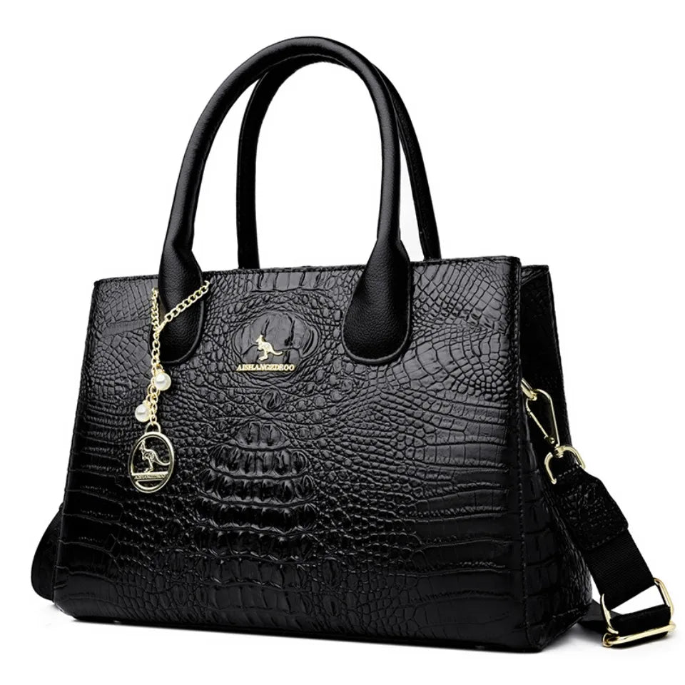 Luxury Crocodile Pattern Handbag Women Large Capacity Shoulder Ba PU Leather Top-handle Bag Brands Crossbody Totes Sac A Main