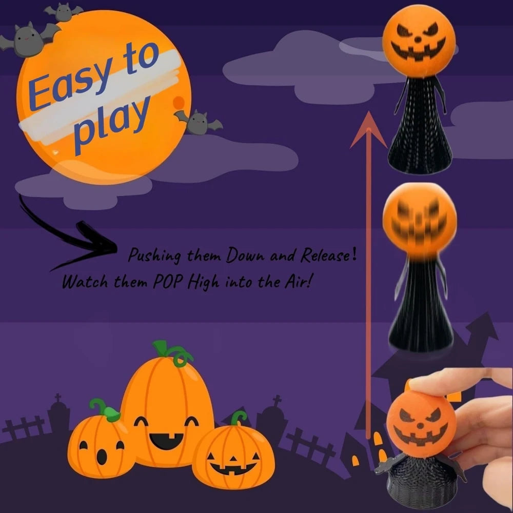 12/24 Pcs Black Finger Press Bouncing Man for Halloween Ghost Festival Carnival Carnival Party Gifts School Kindergarten Prize