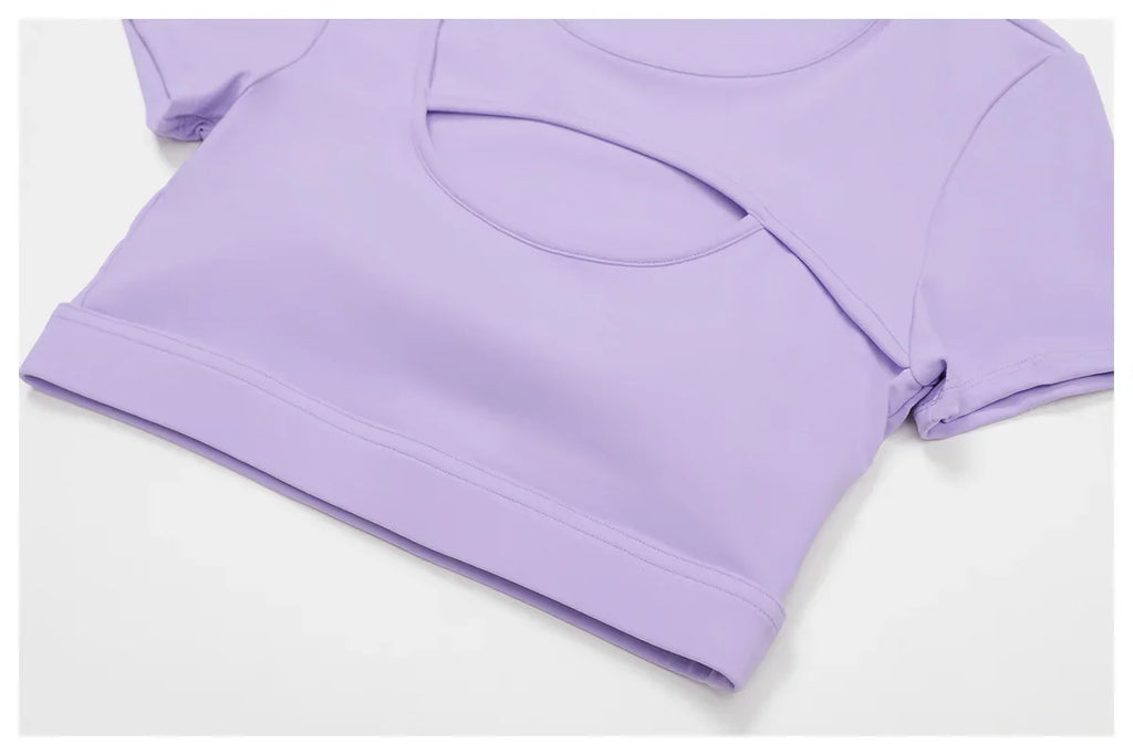 Women's Tight Fitting Sports T-shirt Quick Dry Short Sleeve Gym Tops Hollow Out Yoga T-shirt Running Exercise Fitness Sports Bra