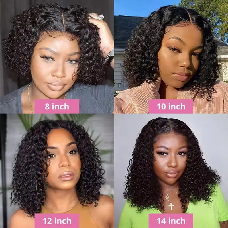 Kinky Curly Wigs Human Hair For Women 13x4 Lace Frontal Wig Indian Curly Short Bob Human Hair Wigs Wet And Wavy Frontal Wigs