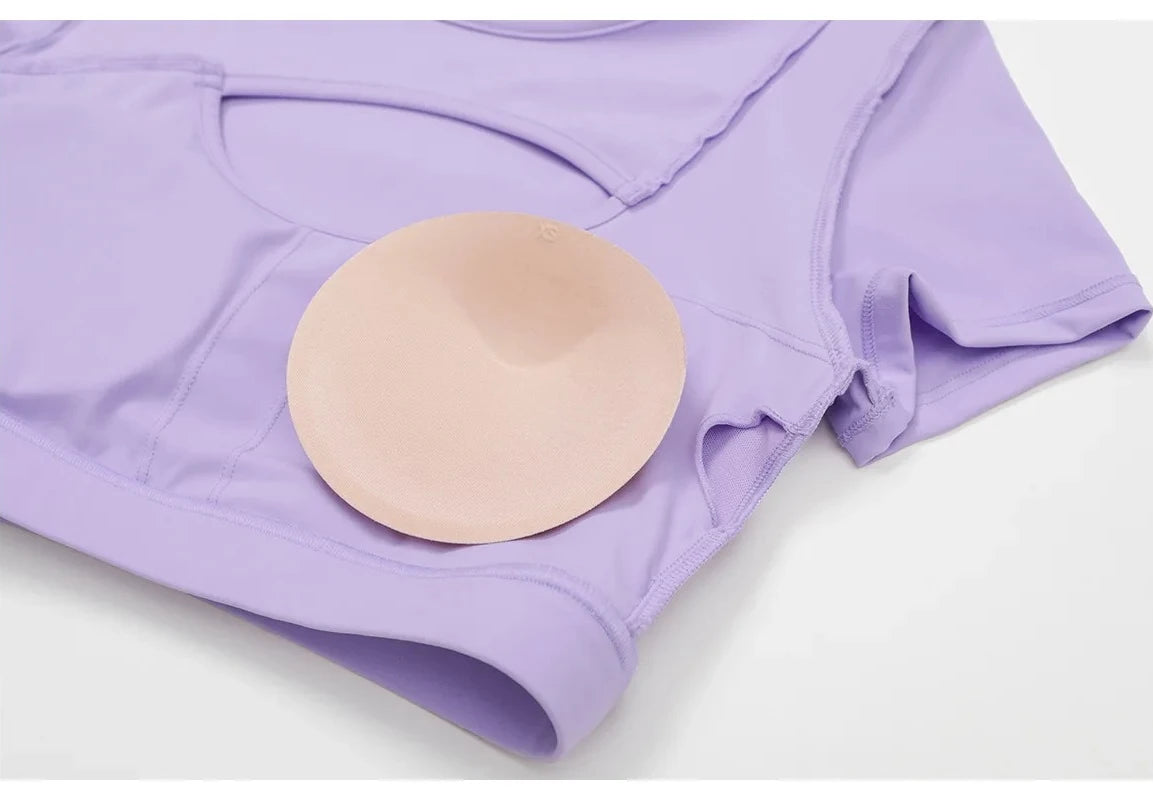 Women's Tight Fitting Sports T-shirt Quick Dry Short Sleeve Gym Tops Hollow Out Yoga T-shirt Running Exercise Fitness Sports Bra