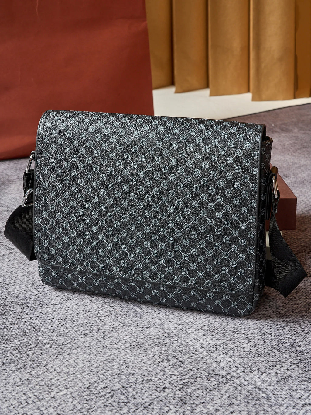 24cm Men's Crocodile Embossed Crossbody Bag - Slim Anti-Theft PU Sling Bag w/ Phone Pocket