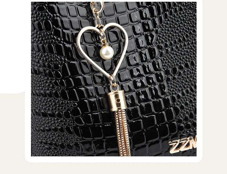 Crocodile Embossed Handbag, Casual Pu Leather ZipperShoulder Bag for Women, Trendy Versatile High-qualityDaily Commuting Bag