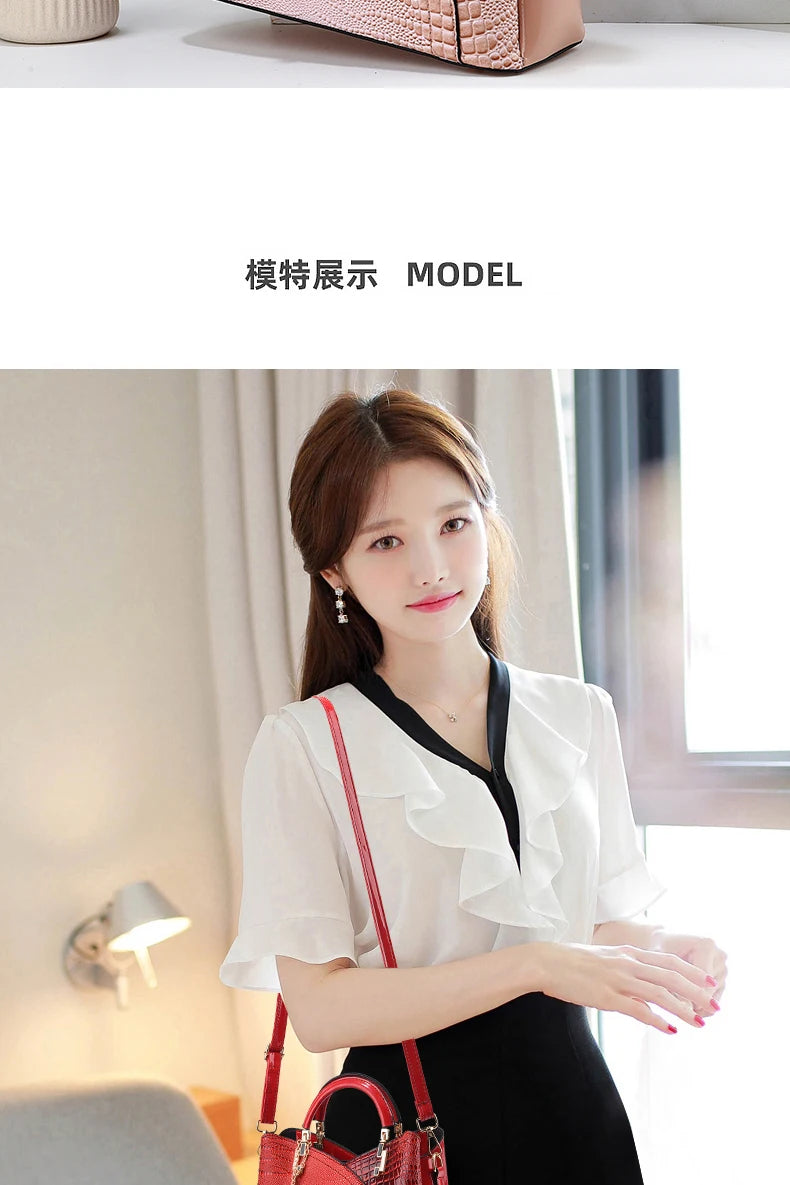 Crocodile Embossed Handbag, Casual Pu Leather ZipperShoulder Bag for Women, Trendy Versatile High-qualityDaily Commuting Bag