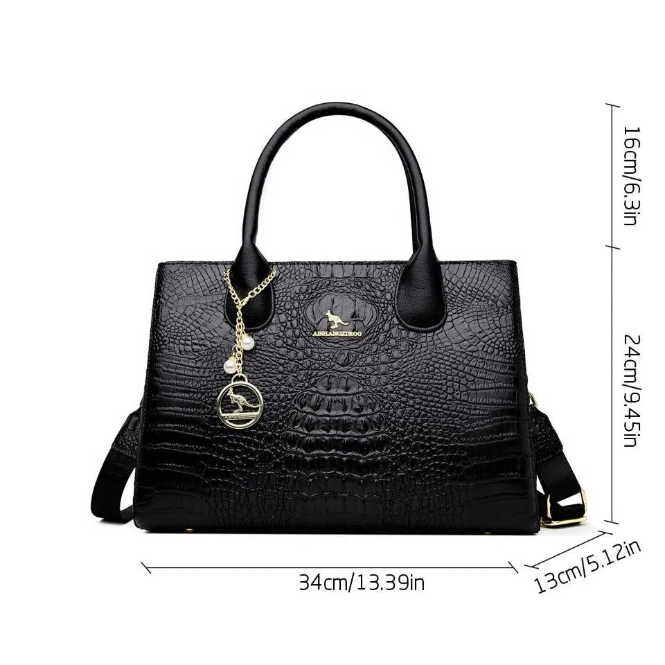 Luxury Crocodile Pattern Handbag Women Large Capacity Shoulder Ba PU Leather Top-handle Bag Brands Crossbody Totes Sac A Main