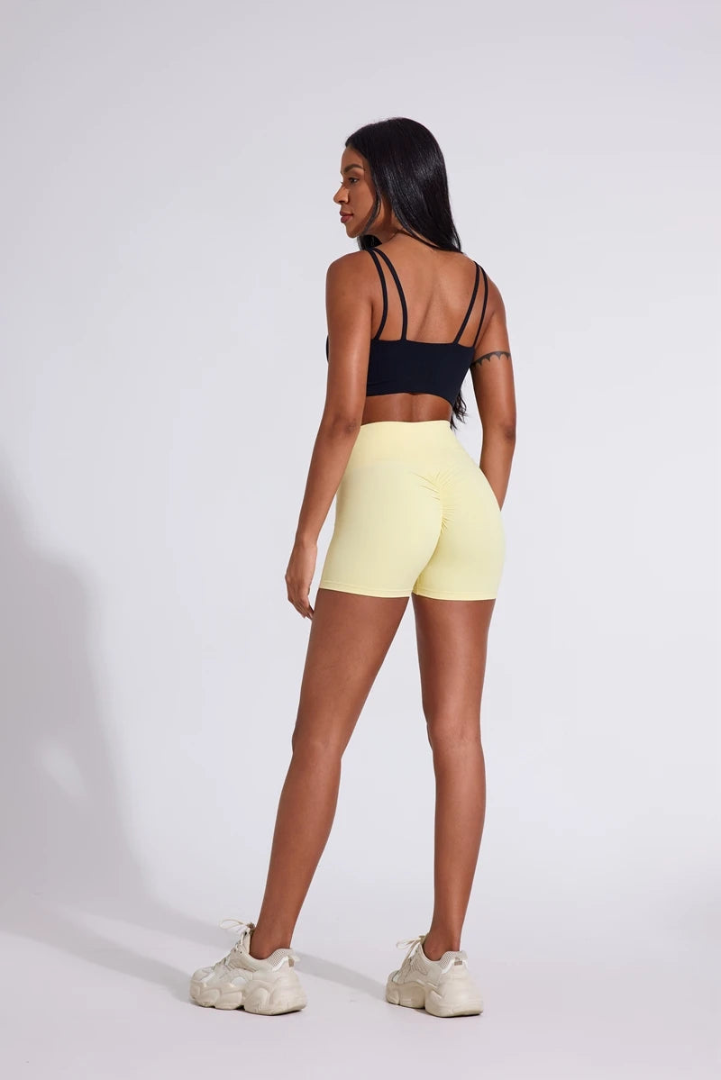 QINACTIVE Women's sports shorts high elasticity tight fitting high waist and buttocks Yoga shorts fitness outdoor sport