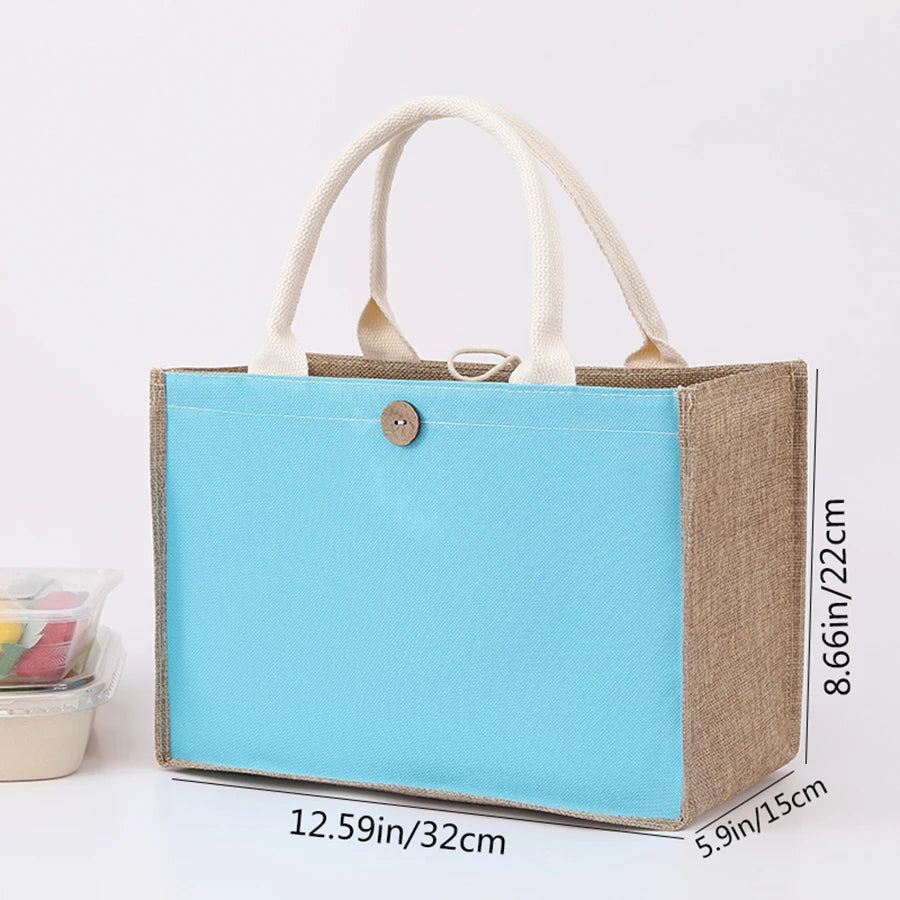 Laminating blank canvas bag DIY painting hand carry faux burlap bag solid color large capacity ladies handheld shopping bag