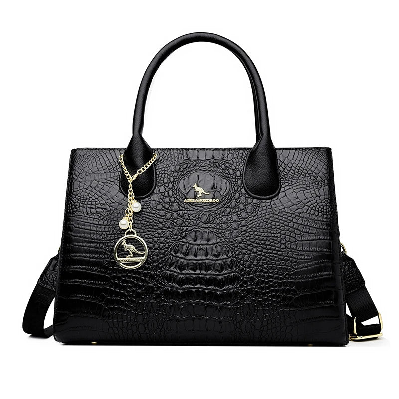 Luxury Crocodile Pattern Handbag Women Large Capacity Shoulder Ba PU Leather Top-handle Bag Brands Crossbody Totes Sac A Main