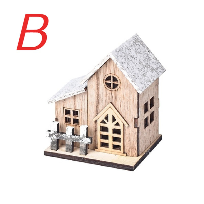 Christmas LED Light Wooden House Luminous Cabin Merry Christmas Decorations for Home DIY Xmas Tree Ornaments Kids Gifts New Year