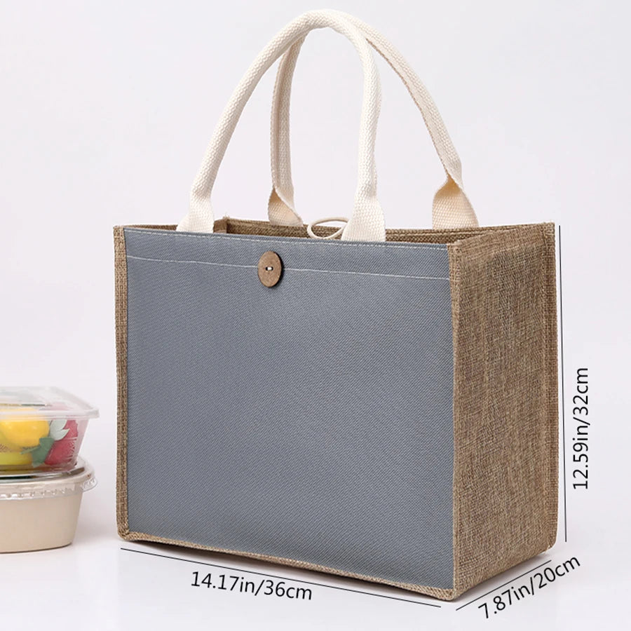 Laminating blank canvas bag DIY painting hand carry faux burlap bag solid color large capacity ladies handheld shopping bag