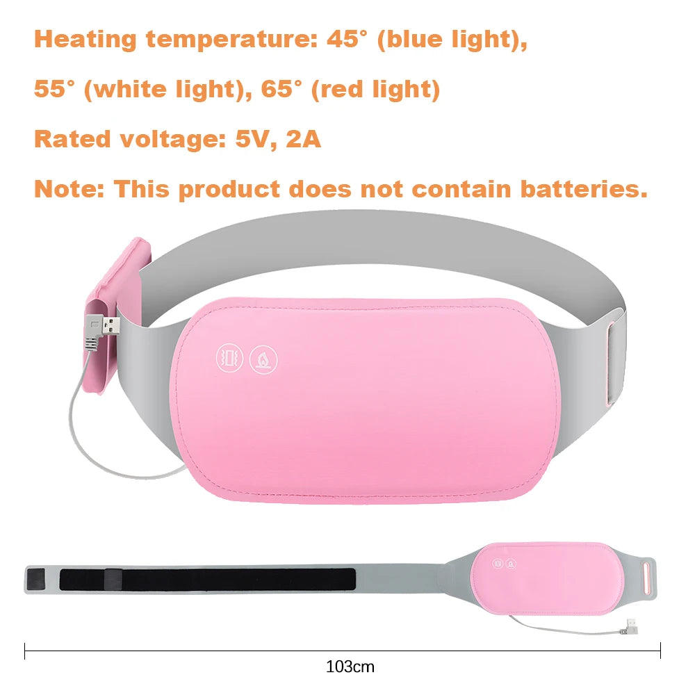 Electric Period Cramp Massager Menstrual Relief Heating Pad Rechargeable Abdominal Vibration Massage Smart Timming Palace Belt