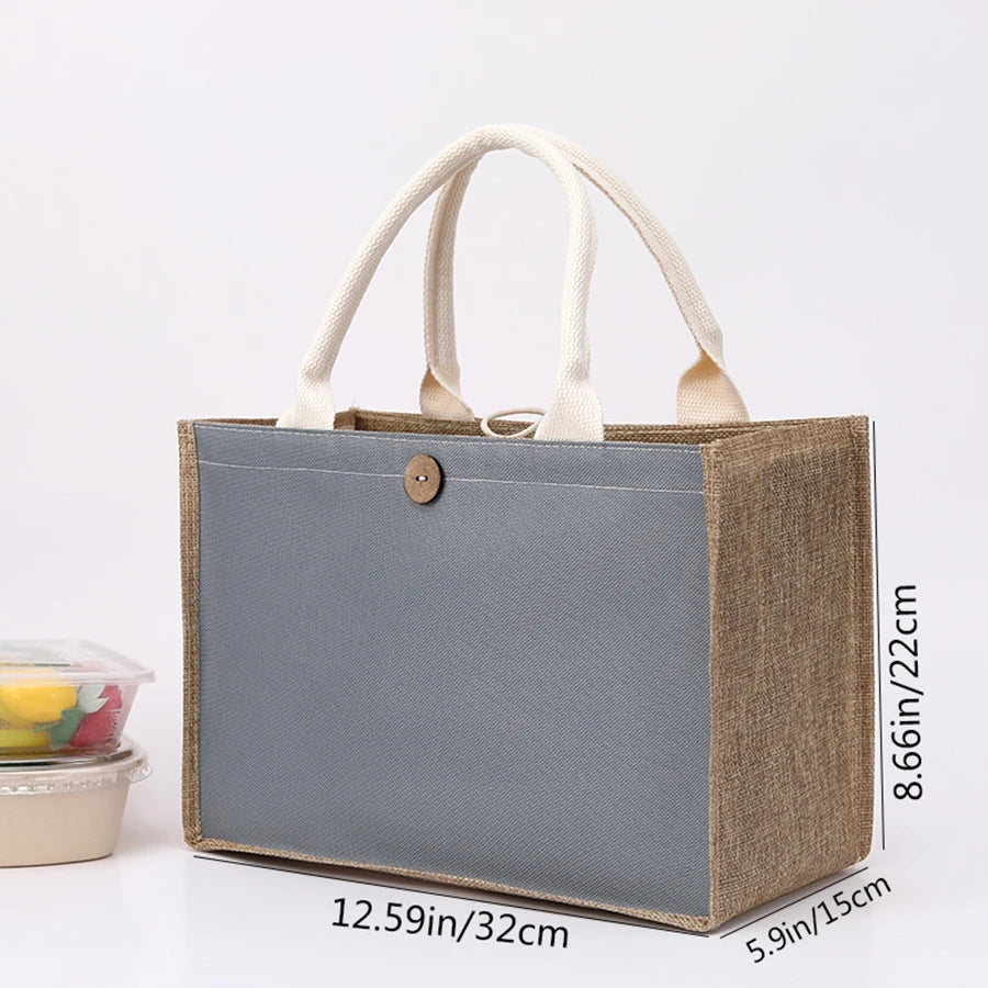 Laminating blank canvas bag DIY painting hand carry faux burlap bag solid color large capacity ladies handheld shopping bag