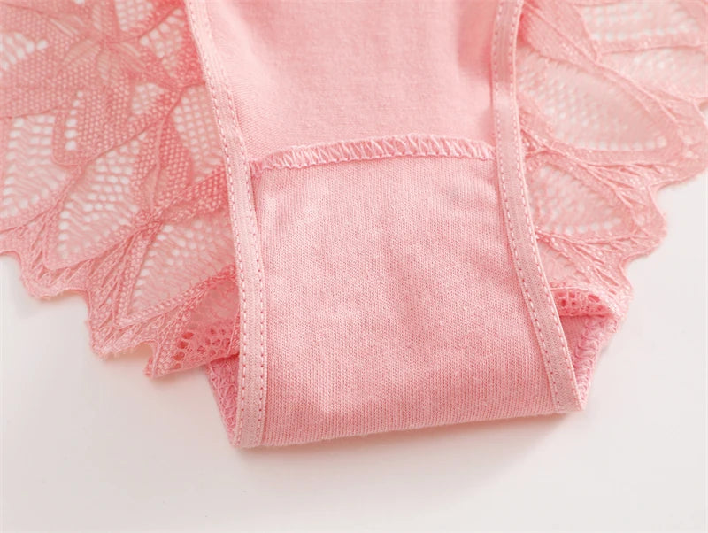 FINETOO 3Pcs Lace Hollow Out Underwear for Women Sexy Low-Waist Floral Briefs Female Invisible Breathable Lingerie Soft Intimate