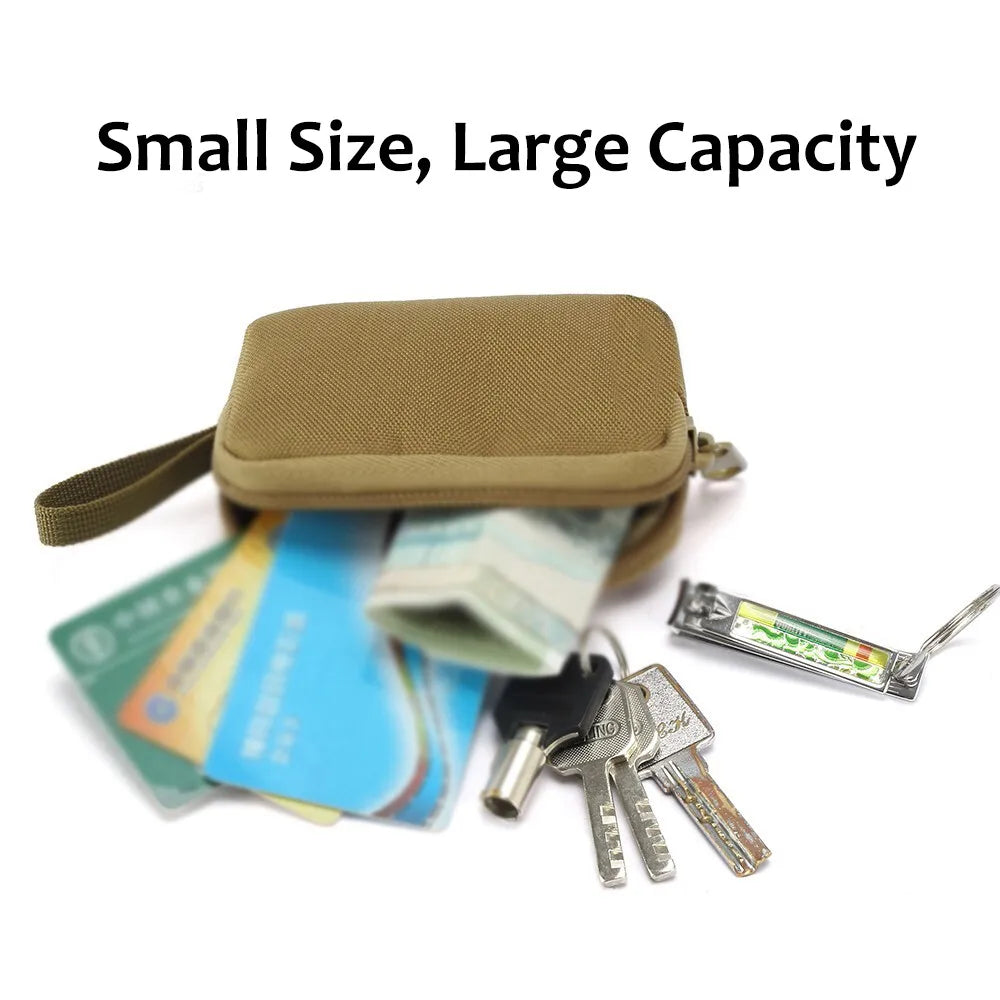 Tactical Small Bag Coin Money Bag Purse Nylon Portable EDC Earphone Key Pouch Outdoor Belt Pack Zipper Card Bags Pocket