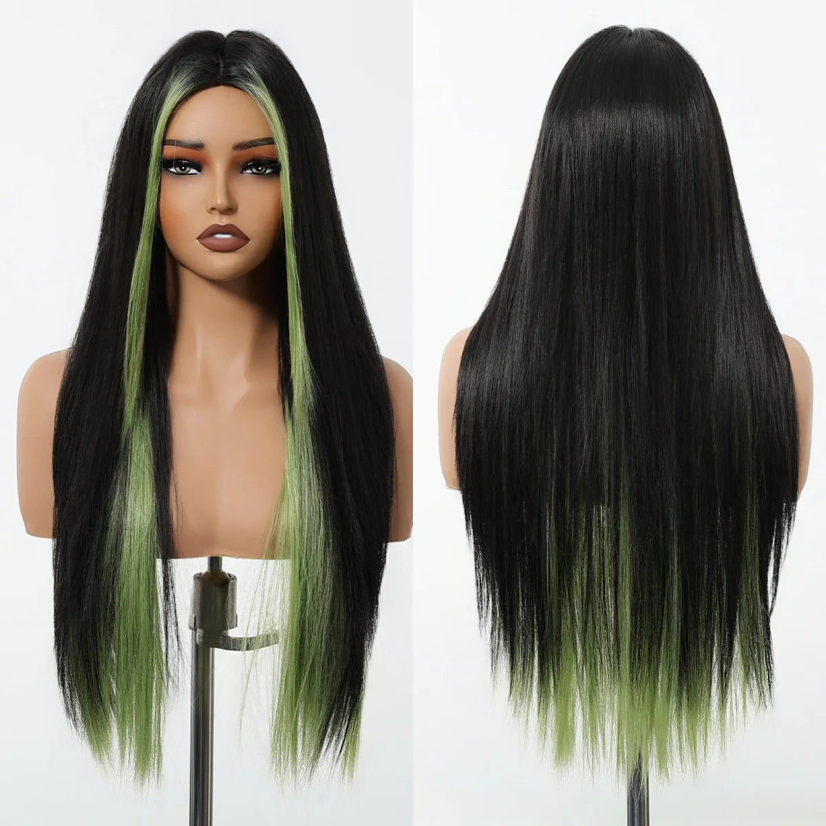 HENRY MARGU Long Straight Synthetic Wigs for Women Natural Brown Blonde Wig with Bangs Heat Resistant Cosplay Party Hair